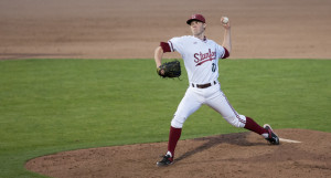 Freshman Andrew Summerville (above) took command on the mound against Pacific and readily earned his first win. MACEIK GUDRYMOWICZ/Stanford Photo.