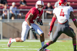 Senior Kodi Whitfield (left) will need to step in with Dallas Lloyd to solidify the Stanford secondary for the 2015 season. GRANT SHORIN/Stanford Photo.