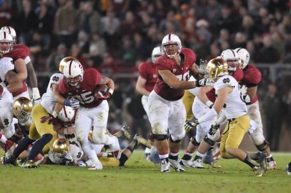 Andrus Peat (70) went to the New Orleans Saints as the No. 13 draft pick Thursday evening. (LUIS AGUILAR/The Stanford Daily)