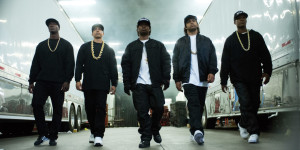 Aldis Hodge, Neil Brown Jr., Jason Mitchell, O'Shea Jackson Jr. and Corey Hawkins in "Straight Outta Compton." Courtesy of Universal Studios. 