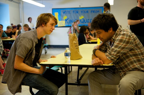 Thomas Mann and Director  Alfonso Gómez-Rejón on the set of Me and Earl and the Dying Girl. (Courtesy of Anne Marie Fox, Twentieth Century Fox Film Corporation)