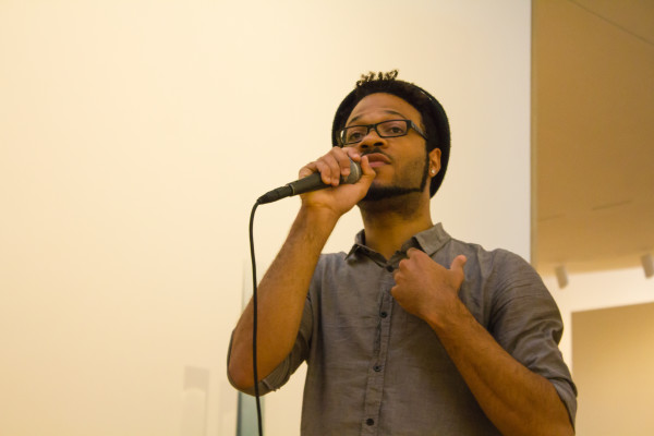 Tyler "EAGLEBABEL" Brooks performing at the Anderson Collection last spring. (BENJAMIN SORENSEN/The Stanford Daily)