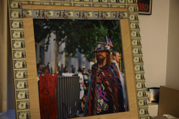 He took the photo during the Occupy Wall Street Protests, using a medium format Hasselblad film camera.