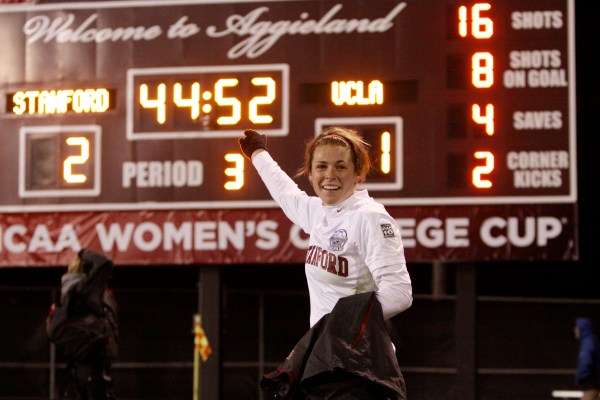 Kelley O'Hara '10 (above) scored the Cardinal's only goal in regulation when playing UCLA in the College Cup, the national semifinals, during her senior season. Stanford won the match after Christen Press '11 scored the game-winner in overtime, sending Stanford to the national championship game. (RICK BALE/Gonzales Photo)