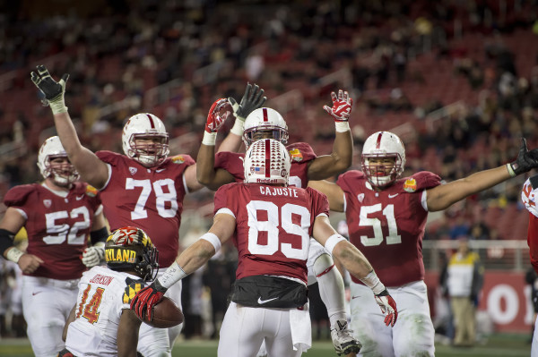 Seniors Graham Shuler (52), Kyle Murphy (78) and Josh Garnett (51) were, along with Peat, part of the ultra-touted 2012 recruiting class, which gave Stanford its most talented offensive line haul in history. However, the line struggled to live up to otherworldly expectations in 2014, as the unit had trouble with penalties and inexperience. Can the line rebound in 2015? (DAVID BERNAL/isiphotos.com)