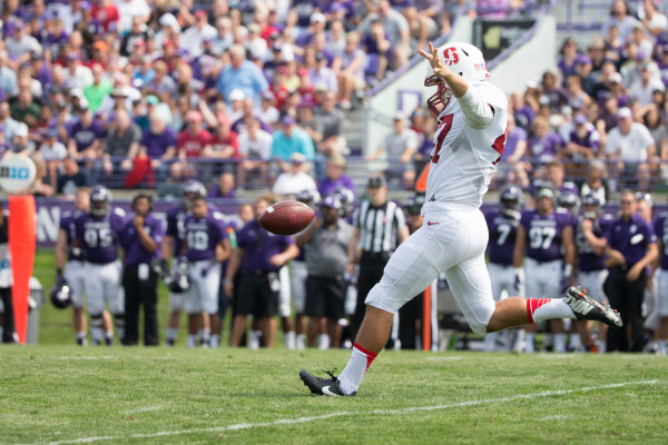 Junior punter Alex Robinson (above) was one of the few bright spots on the field for Stanford. He averaged 46 yards on his seven punts and was very effective in switching field position despite having been locked in a fierce position battle with freshman Jake Bailey through fall camp. (BOB DREBIN/isiphotos.com)