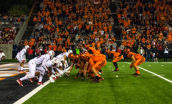 Although Oregon State quarterback Seth Collins completed 20 passes for 275 yards, his defense wasn't able to stop a career-best performance from Christian McCaffrey, who rushed 30 times for 206 yards to pace Stanford in a big 42-24 victory. (JEREMY TOMPKINS MELAMED/The Daily Barometer)