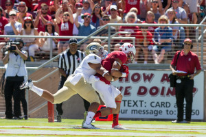 Stanford, CA -- August 30, 2014:  Stanford plays UC Davis in the season opener at Stanford Stadium. Stanford defeated the Aggies 45-0.