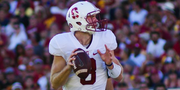 Fifth-year senior quarterback Kevin Hogan (above) beat USC even with a sprained ankle, which occurred on a sack by linebacker Anthony Barao. Whether or not he can play will be a gametime decision for Friday's game against Oregon State. (SAM GIRVIN/The Stanford Daily)