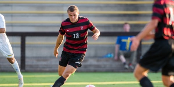 STANFORD, CA - August 19, 2014: Stanford forward Jordan Morris (13) during the Stanford vs CSU Bakersfield men's soccer match in Stanford, California. Final score, Stanford 1, CSU Bakersfield 0.