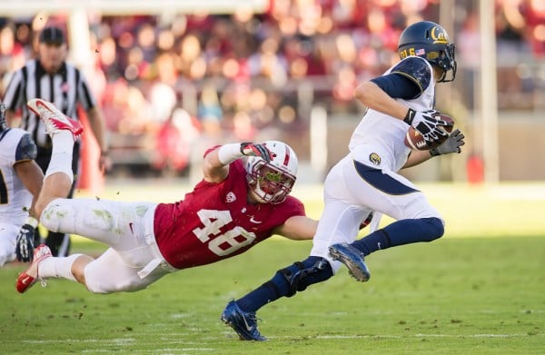 Against Oregon State, the Cardinal defense will have to overcome the loss of senior outside linebacker Kevin Anderson (left), who sprained his ankle against USC. (DAVID BERNAL/David Bernal Photography)