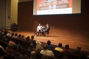 Egyptian figure Bassem Youssef gives talk in CEMEX .(UDIT GOYAL/The Stanford Daily)