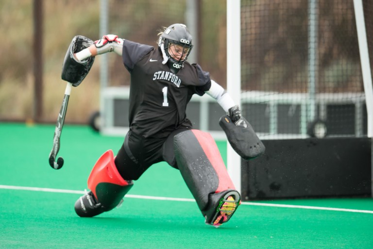 Senior goalie Dulcie Davies (above) boasts a .815 save percentage, third-best in the nation, going into this weekend's games against Pacific and Cal. The Cardinal previously played the Golden Bears this year in a 2-1 overtime defeat. (DAVID BERNAL/isiphotos.com)