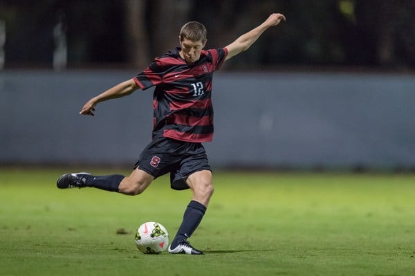 Sophomore Drew Skundrich (above) has been an integral part of Stanford's backline -- which also comprises senior Brandon Vincent, junior Brian Nana-Sinkham and sophomore Tomas Hilliard-Arce -- in the team's quest for back-to-back Pac-12 titles. Skundrich has also contributed on the other side of the field, as well, as he has two assists, the latest of which led to freshman Amir Bashti's goal against OSU last Sunday. (JIM SHORIN/stanfordphotos.com)