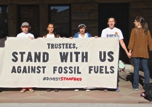 Students protested outside of President Hennessy's office on Monday afternoon (RAGHAV MEHROTRA/The Stanford Daily)