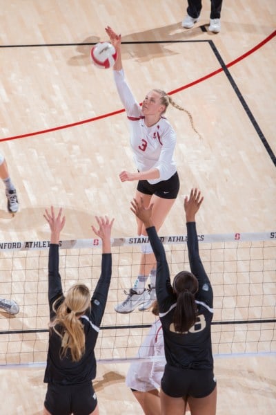 Stanford, CA - Wednesday, October 21, 2015: Stanford defeats Washington 3-1 at Maples Pavilion.