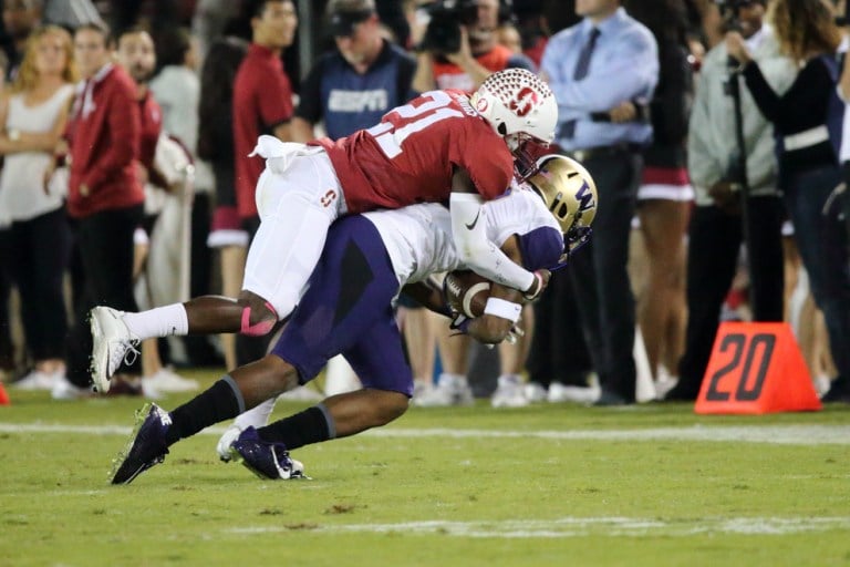 Fifth-year senior and No. 1 cornerback Ronnie Harris (left) is out for Big Game with an ankle injury. With Harris out, Cal quarterback Jared Goff will look to make an even bigger impact with his passing game. (BOB DREBIN/isiphotos.com)