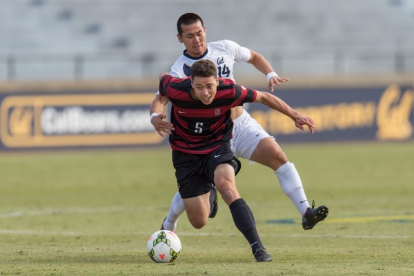 After 80 minutes without scoring against Oregon State, Stanford finally broke through with a goal from senior midfielder Slater Meehan (near) in the 81st minute. Meehan and the Cardinal were less lucky in their 2-1 loss to Washington on Monday night. (DAVID BERNAL/isiphotos.com)