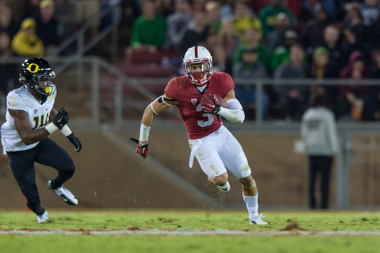 Stanford, CA - November 14, 2015:  Stanford vs University of Oregon football game at Stanford Stadium. The Ducks prevailed over the Cardinal 38-36.