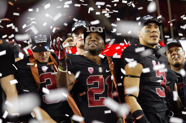 After returning in limited capacity from an ankle injury, fifth-year senior cornerback Ronnie Harris (center) brought "juice" to the team, according to head coach David Shaw, and did an admirable job of defending stud wide receiver JuJu Smith-Schuster, along with Alijah Holder and Alameen Murphy. (RAHIM ULLAH/The Stanford Daily)