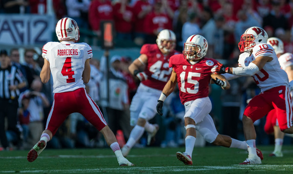 PASADENA, CA - January 1, 2013: Stanford Cardinal vs the Wisconsin Badgers in the 2013 Rose Bowl Game in Pasadena, California. Final score Stanford 20, Wisconsin 14.