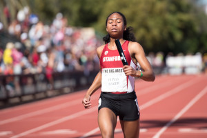 STANFORD, CA - April 11, 2015: Stanford hosts Cal for the Big Meet at Stanford University in Stanford, California. Women's score: Stanford 111, Cal 49. Men's score: Stanford 62, Cal 101.