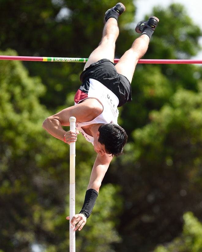 STANFORD, CA - April 4, 2014.  Stanford University Track & Field competes at the 2014 Stanford Invitational at Cobb Track and Angell Field on the campus of Stanford University in Stanford, California.