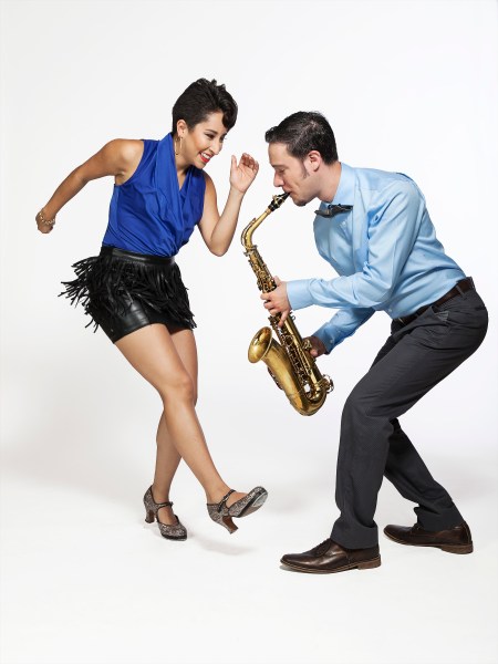 Sarah Reich dances with tenor saxophonist Danny Janklow. (Courtesy of SILLAR Management)