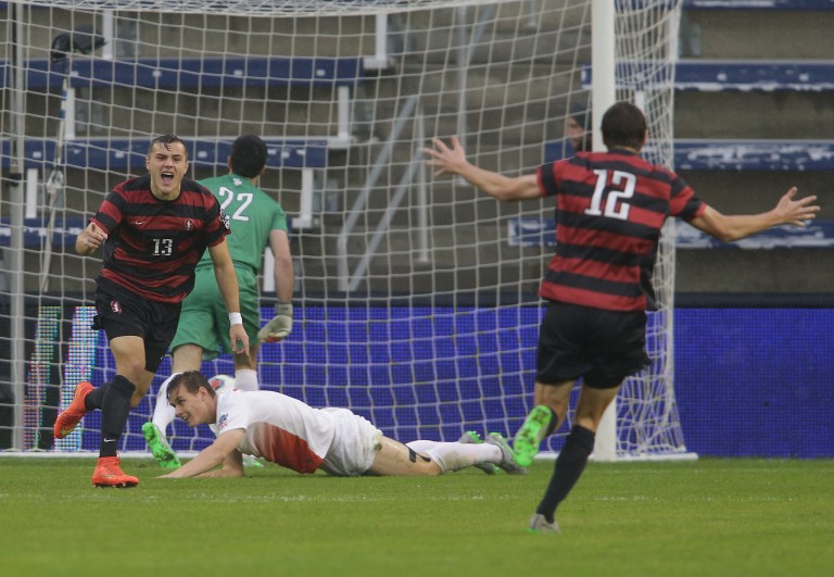 Stanford junior Jordan Morris (left) has announced that he will forgo his senior season to pursue a professional career. He will train with German club Werder Bremen before likely joining training camp with the U.S. Men's National Team. Morris is also expected to sign with the Seattle Sounders, who had offered him a Homegrown Player contract last year, the most lucrative Homegrown contract in MLS history. (TONY QUINN)