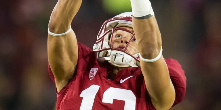 Despite only having 7 receptions for 82 yards on the season, fifth-year senior wide receiver Rollins Stallworth (above) was a strong team leader and a key blocker this year for the Cardinal. The walk-on was put on scholarship this season after working his way up the ranks. (DAVID BERNAL/stanfordphoto.com)