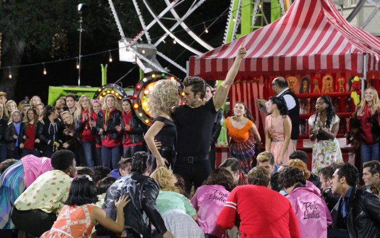 (l-r) Julianne Hough and Aaron Tveit in "Grease: Live!" (Courtesy of Kevin Estrada, FOX)