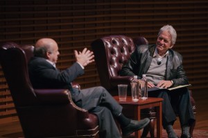 Actor Michael Douglas and Natan Sharvansky speak at an even (Courtesy of Robert Reeves)