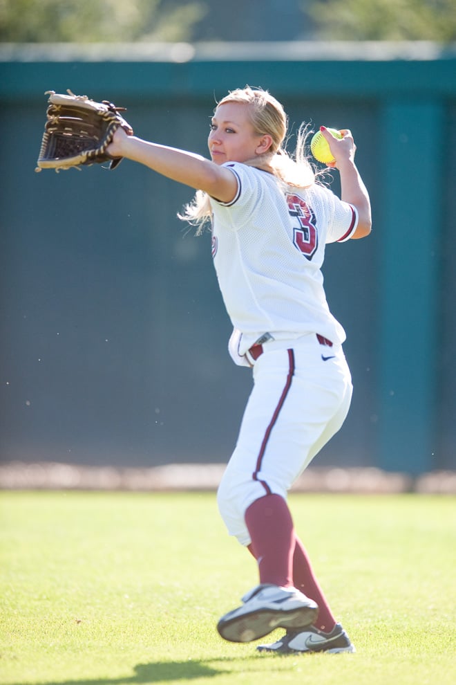 Senior All-American Kayla Bonstrom (above) has kicked off another strong season, leading the team with 10 hits and 8 runs. The softball team faces off against five teams this weekend in the Mary Nutter Classic. (DON FERIA/isiphotos.com)