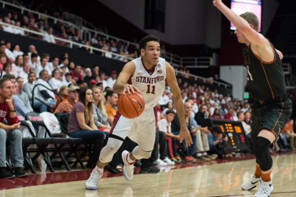 With Rosco Allen out early, sophomore Dorian Pickens took over, scoring 22 first-half points to lead the Cardinal to an 84-64 victory. The Cardinal will take on UCLA in their final home game of the regular season. (RAHIM ULLAH/The Stanford Daily)