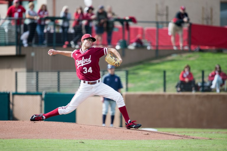 Highly-touted freshman righty Tristan Beck (above) pitched 6.1 innings of 2-hit, shutout ball in his collegiate debut against No. 21 Cal State Fullerton to spur Stanford to a series victory over the Titans. He retired 11 consecutive hitters at one point and issued just one walk. (BOB DREBIN/isiphotos.com)