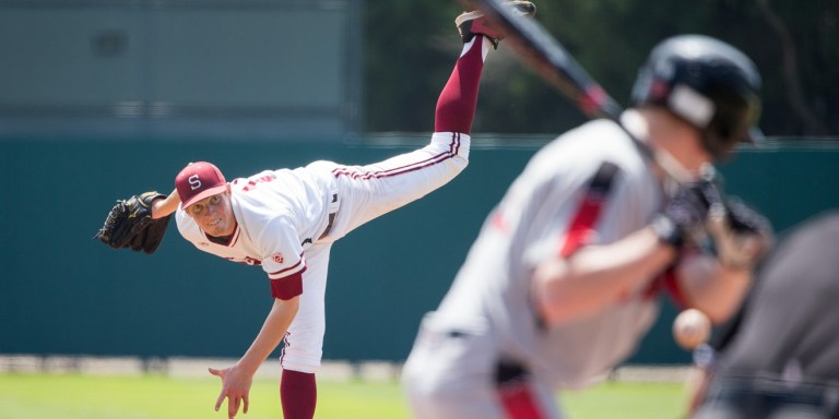 Stanford, CA -- April 19, 2015: Stanford Cardinal vs the Utah Utes at Klein Field at Sunken Diamond.  Utah defeated Stanford 11-3.