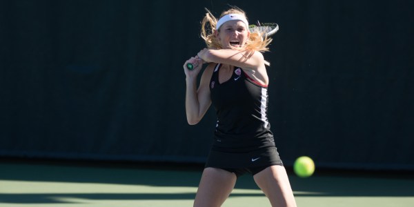 Senior Krista Hardebeck has been a force for Stanford women's tennis this season, helping to lead the Cardinal to big wins like Saturday's victory over No. 1 Cal. (RAHIM ULLAH/The Stanford Daily)