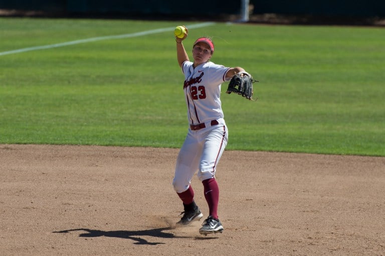 Seniors Kaitlin Schaberg (above) and Kayla Bonstrom played well last weekend, but softball will need to have its batting and pitching up to speed to get a win against Washington. Sunday's game will celebrate the team's three seniors as they play their final game in a Cardinal uniform. (Karen Ambrose Hickey/stanfordphoto.com)