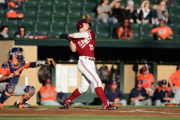 Quinn Brodey #22. Stanford Men's Baseball v. Cal State Fullerton 02/20/16. Photo by Rahim Ullah