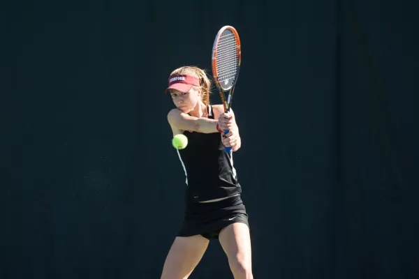 Junior Caroline Doyle (above) came through in the clutch for Stanford, saving a match point en route to a third-set tiebreak win that sent the Cardinal through to the semifinals of the NCAA Tournament. (RAHIM ULLAH/The Stanford Daily)