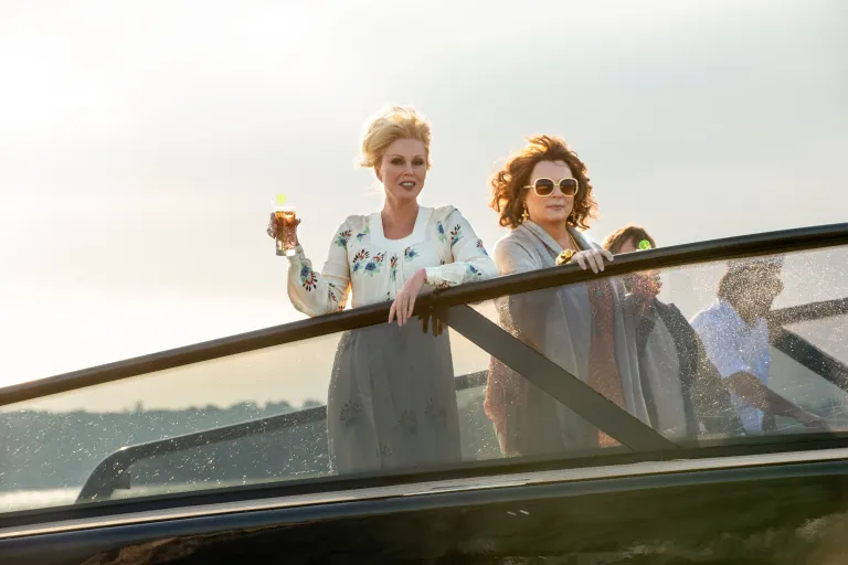 Joanna Lumley as "Patsy" and Jennifer Saunders as "Edina" in the film ABSOLUTELY FABULOUS: THE MOVIE. (Photo by David Appleby, Twentieth Century Fox).