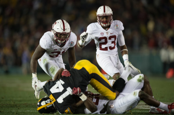 So. cornerback Alameen Murphy (23) and Fr. inside linebacker Mustafa Branch (31) / Photo by Sam Girvin