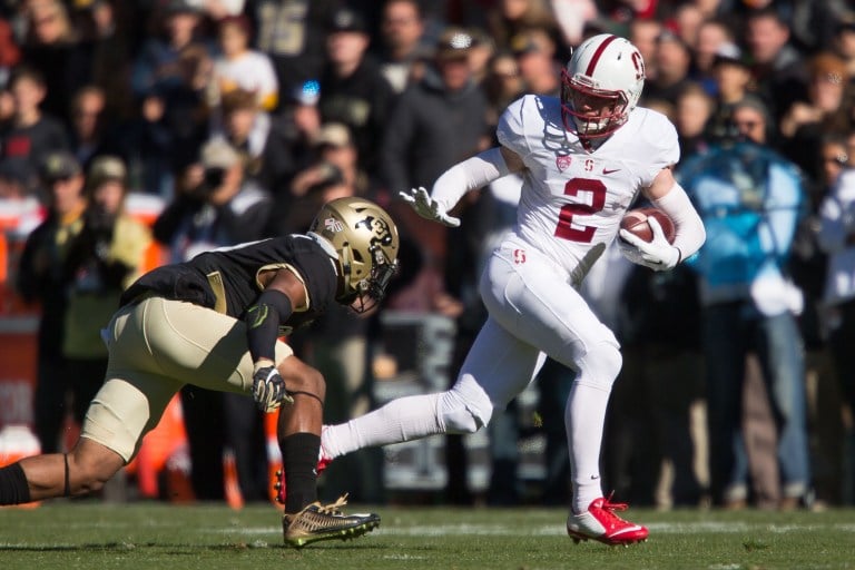 Sophomore Trenton Irwin (right) has been touted by both David Shaw and Christian McCaffrey as a player who could have a big breakout season for the Cardinal. (DON FERIA/isiphotos.com)