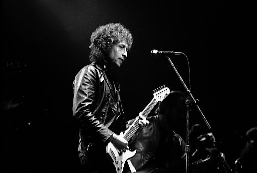 Bob Dylan, recent winner of the Nobel Prize for Literature, performs at the Massey Hall in Toronto in 1980. (Jean-Luc, Wikimedia Commons)