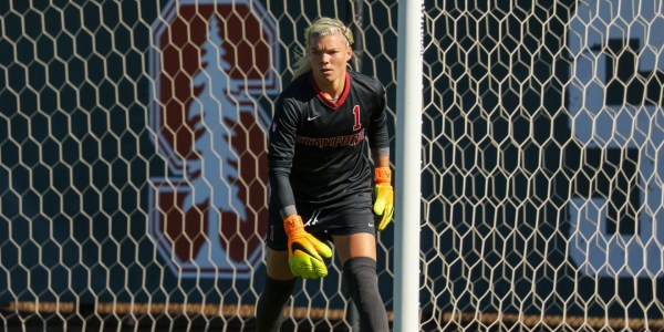 Senior goalkeeper Jane Campbell is just three saves short of breaking the program record of 35 saves, with four against Utah. Campbell's 33 career shutouts are good enough for third-most in program history. (SYLER PERALTA-RAMOS/The Stanford Daily)