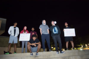 At an impromptu "F*ck Trump" rally in White Plaza, students voiced their frustration and uncertainty as to the future of the country (SAM GIRVIN/The Stanford Daily).