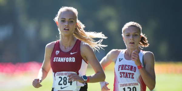 Senior Vanessa Fraser was the first Cardinal to cross the finish line in the women's race, placing eighth overall at the Pac-12 Championships. The women's team finished third overall, while the men's team finished second. (JOHN TODD/isiphotos.com)