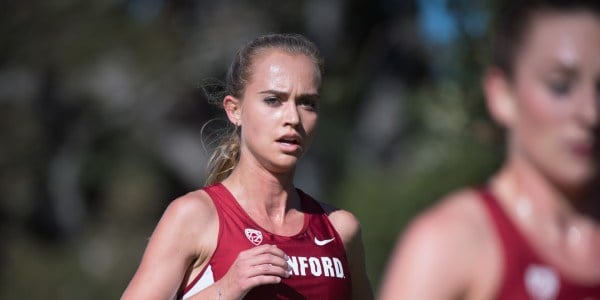 Senior Vanessa Fraser keeps up a solid pace as she looks to speed past opponents. Fraser, joined by both new and returning runners, helped the women's cross country team earn a first place in the NCAA West regionals.
(JOHN TODD/isiphotos.com)