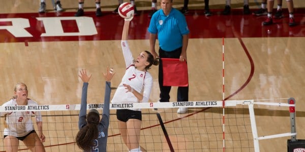 Senior outside hitter Ivana Vanjak totaled 13 kills, a career high, against UCLA. Despite record performances by Vanjak, Merete Lutz, and Kathryn Plummer, Stanford lost its six-game win streak to UCLA in a five-set match. (MIKE RASAY/isiphotos.com)