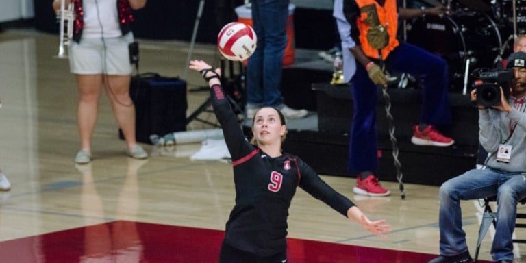 Last time Stanford played Arizona State, freshman libero Morgan Hentz recorded a career-high 13 digs as the Cardinal swept the Sun Devils. With only four regular season matches left on the schedule, Stanford will strive to perform well defensively once again this weekend, as each win has an impact on tournament seeding. (COLE GRANDEL/The Stanford Daily)